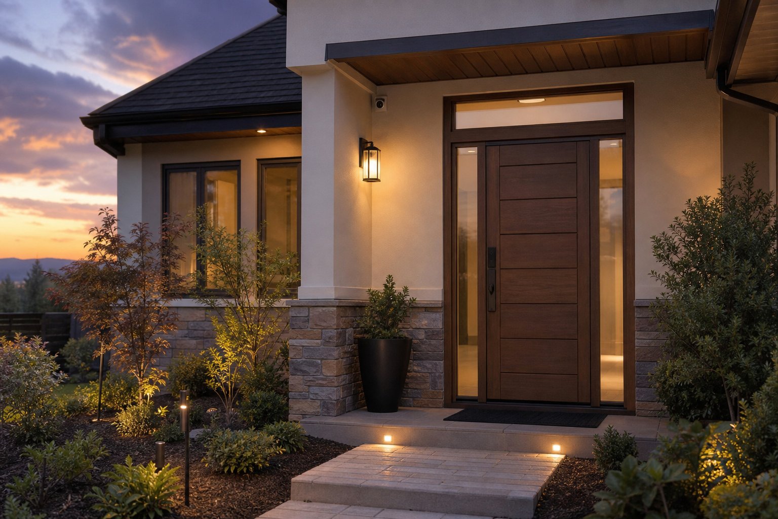 Elegant home entry with discreet security